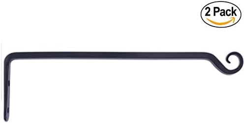 GrayBunny GB-6834 Hand Forged Straight Hook, 38 cm, 2-Pack, Black, For Bird Feeders, Planters, Lanterns, Wind Chimes, As Wall Brackets and More!