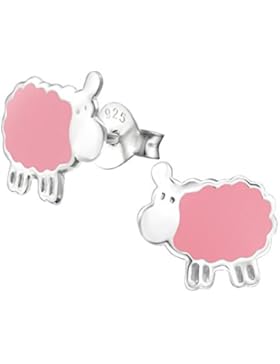 Ein Paar Kleine Pinke Schaf Ohrstecker aus Sterling Silber
