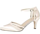 Rainbow Club Brautschuhe Desi - Damen Pumps gepolstert, Glitzer, Ivory/Creme, Satin - Gr. 38 (UK 5)