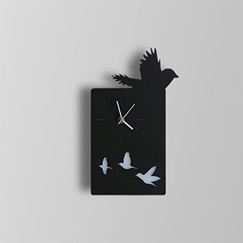 WYQLZ Modern Simple Creative Wall Lamp Clock Northern Europe Living Room Bedroom Study Children's Room LED Animal Decoration Night Light ( Color : Black , Design : Pigeon )
