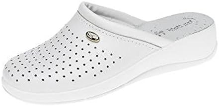 San Malo Womens Leather Nursing Kitchen Work Mule Clogs Shoes Sandals UK 3-8 White