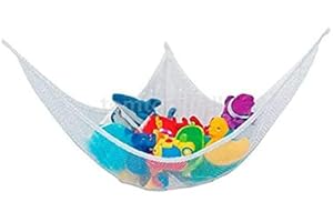 SPICOM Toy Storage Hammock Large Mesh Toy Holder Organiser Hanging Net for Nursery or Playroom Stuffed Animals Teddies Kids Bedroom Wall Gift Idea for Baby Girl/Boy Birthday and Shower (Pack 1, White)