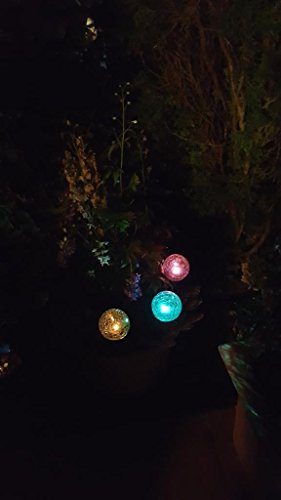 3 x LED Solarleuchten Solar-Glaskugel Ena mit Farbwechsel Solarspieß Kugel Crashglas Bruchglas Optik Gartenleuchte Gartenstecker Solarstäbe Solarlampe Dekoration - 5