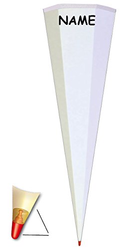 Schultüte – Rohling – WEIß – 35 / 50 / 70 / 85 cm – OHNE Tüll Abschluß – mit / ohne Holzspitze ___ Zuckertüte ALLE Größen – Roth – zum Basteln, Bemalen und Bekleben – Bastelschultüte – für Mädchen & Jungen / Geschenktüte – Basteltüte / uni einfarbig - 4