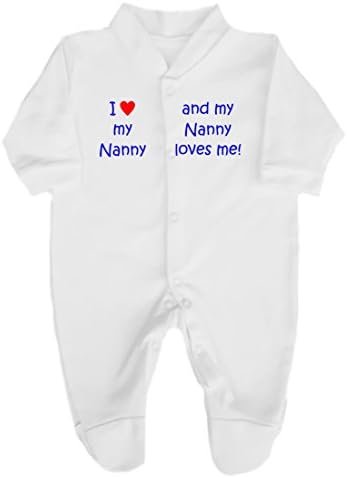 The Bees Tees I Love My Nanny My Nanny Loves Me Babygrow / Sleepsuit 6-12 Months Blue Print
