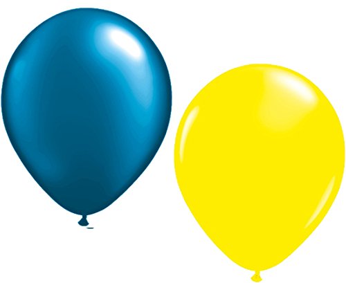100 Luftballons je 50 x dunkel blau & gelb Partyballons 27 cm Ø