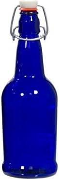 EZ Cap Bottles - 16 oz Cobalt Blue Swing Top (Qty 12)