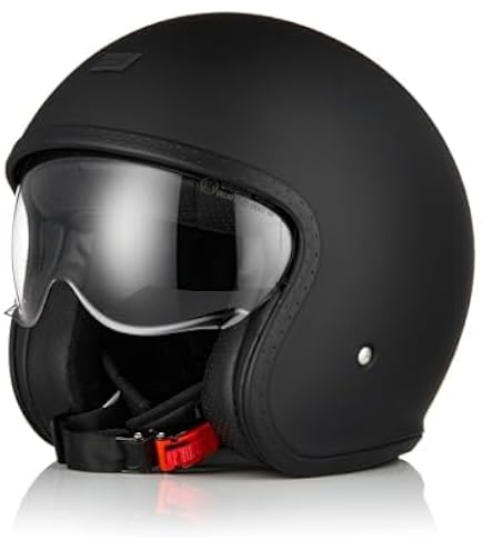 Casco Moto Jet Retro, Con Visiera Parasole E Certificato