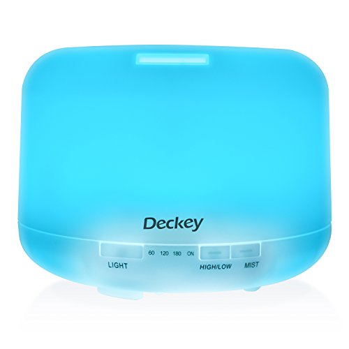 Deckey Aroma Diffuser 500ml Ultraschall Nebel Luftbefeuchter Duftöldiffusoren Raumbefeuchter Purifier LED Farbwechsel für Yoga Kinderzimmer Schlafzimmer Büro weiß