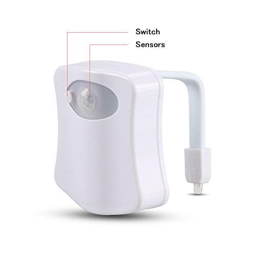 IDEALEBEN LED Toilette Lampe WC Nachtlicht mit Bewegungs- und Licht-Sensor Batteriebetrieben und 8 Farbenwechsel - 3