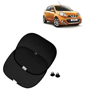 RD Universal Car Side Window Stick On Curtain Chipkoo Sunshade with Vacuum Cups Set of 2 Black Compatible for Nissan Micra