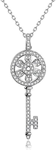 ELBONTEK 18ct Gold / Silver Plated Swaroski Crystal Elements Key Pendant Necklace For Women (White)