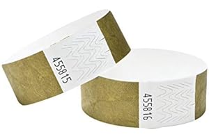 J&R WRISTBANDS Paper Like Wristbands Made from Tyvek. 1000 Pack Gold