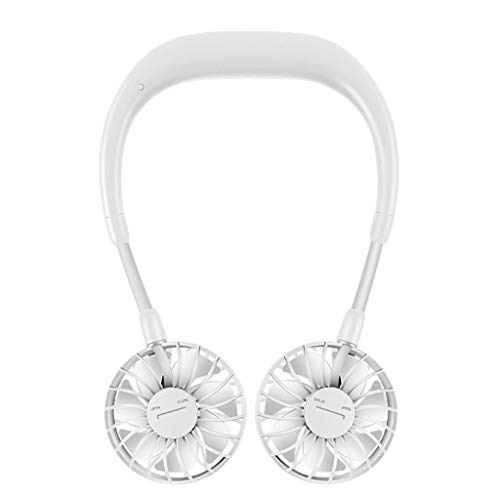 Preisvergleich Produktbild Kitzen Mini-Lüfter, Nackenlüfter, Hängender Doppel-Lüfter, Wiederaufladbarer Tragbarer USB-Lüfter Mini-Nackenlüfter,White