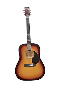 Belear K-610SSBM Vega Series 41 Inch Satin Sunburst Spruce Dreadnought Acoustic Guitar with Truss Rod Combo with Gig Bag and Picks, full