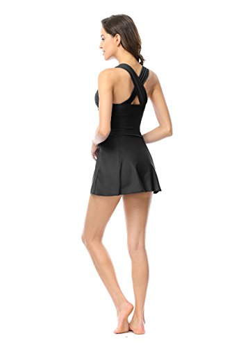OUO Damen UV schutz Badeanzug swimwear Badekleid strandkleid Tankini mit kurz Hose Badehose Badeshort Wassersport - 3
