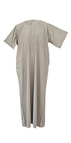 Desert DressMoroccan Thobe 4 Colors Robe Fancy Dress Arab Mens DishDash Jubba Clothes Prayer (58, Gray)