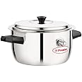 Premier Stainless Steel Milk Boiler 2 Litre with Whistle Indication and Induction Base, Lightweight, Durable Handle Heat Resistant, Easy to Use Dishwasher Safe Versatile Milk Boiler