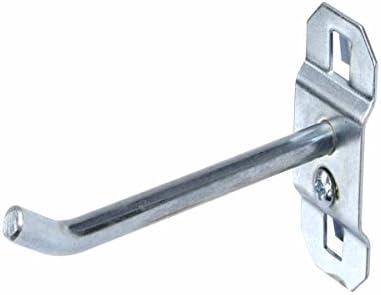 LocHook Triton Products 51413 4-Inch Single Rod 30-Degree Bend 3/16-Inch Diameter Zinc Plated Steel Pegboard Hook for LocBoard, 5-Pack
