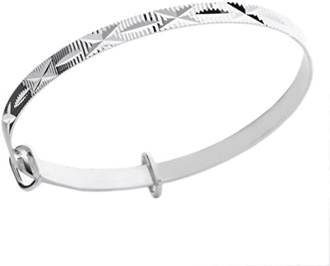 925 Sterling Silver Diamond Cut Expander Baby Bangle Bracelet