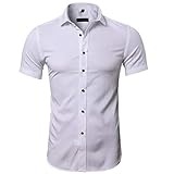Estilo de manga: manga corta Gdtime Camisa de Manga Corta Transpirable de Color Liso para Hombre. (Blanco, M)
