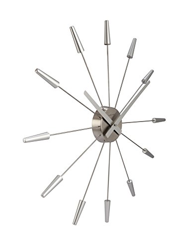 NeXtime 2610zi Wall Clock Plug Inn, Holz, silber, 60 x 60 x 4.2 cm - 4