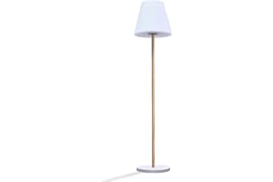 LUMISKY Lampadaire lumineux solaire et rechargeable pied métal couleur bois design scandinave LED blanc chaud/blanc dimmable STANDY WOOD SOLAR H150cm