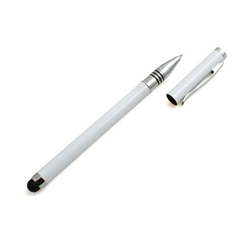 System-S 2 in 1 Stylus Stift Touch Pen Bildschirm Eingabe Stift und Kugelschreiber in Weiß für Smartphone, Tablet PC, PDA