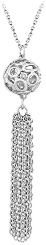 IT Diamonds Rhodium Plated Brass Diamond Diva Chains Hanging from Ball Necklace
