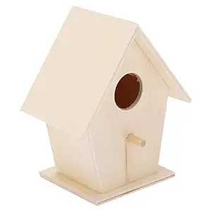 Hanging Wooden Bird House, Hanging Bird House DIY Wooden Bird Craft Supplies for Outside Indoors Gardens, Yards for Birds(Default)