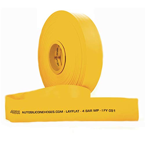 AutoSiliconeHoses.com 32mm ID Yellow 20 Metre Layflat Pipes PVC Water Hose Discharge Pump Lay Flat