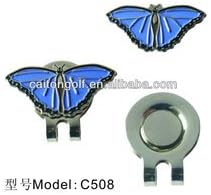 Golf Ball Marker on Magnetic Clip "Blue Butterfly"