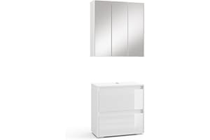 ‎VICCO Vicco Badmöbel Set Majest, Weiß/Weiß Hochglanz, 2 Teile