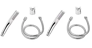 KYOTO ARIEL Set of 2 ABS Hand Shower/Telephonic Shower in Chrome Finish with ABS Holder and 1.5 Mtr Stainless Steel Flexible Tube for Bathroom/Bathroom Cleaning. (Set of 2)