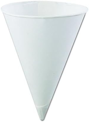 Konie 45KR Rolled-Rim Paper Cone Cups, 4.5oz, White, 200 Per Bag (Case of 25 Bags)