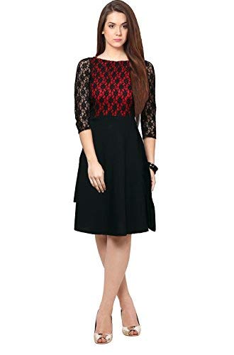 Shiv Retail Black Net&Crepe A-Line Short Dress RS.449 (75.00% Off) - Amazon