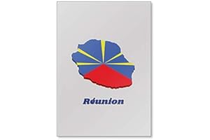 FOTO MAGNETS Aimant de réfrigérateur Motif carte et drapeau de la Réunion