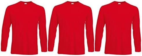 Mens 3 Pack Fruit of the Loom Full-Sleeve Valueweight T Shirt