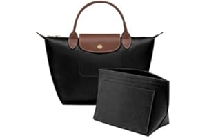 Wisebom Organiseur Longchamp - Sac à Main Feutre Multi-poches Pliant Poche Intérieure Téléphone, Clés, Tasse (Noir, S)