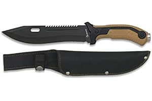 MARTINEZ ALBAINOX AB Cuchillo Coyote Hoja 19,5 cm para Caza, Pesca, Camping, Outdoor, Supervivencia y Bushcraft Albainox 32113 + Portabotellas de regalo