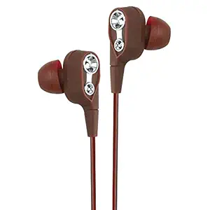 ROXO RX -01 Deep Bass Stereo Dual Driver Sport Wired Headset with Earbuds & Mic for All Smartphones (Brown)