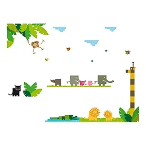 Arise D?cor_Elephant Animal Wall Sticker for Kids Room, Cartoon Stickers Kids Room Decoration Items Kids Wall Sticker Wall Art Multicolor