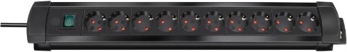 Brennenstuhl 163471 - Regleta con 10 tomas   interruptor  color negro