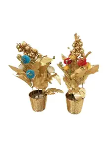 Designer Golden Flower Pot Vase for Home, Office, Table Decoration and Perfect for Gift (with Flowers) 26cm 6cm