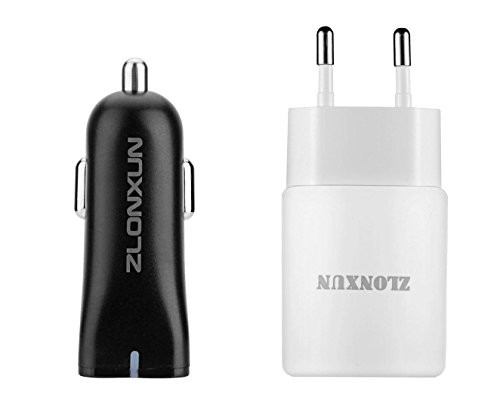 Ladegerät: Dual – USB – mauer – ladegerät 2.4A + KFZ Ladegerät + 2 Micro – USB – Kabel für Samsung Galaxy S7 S7 Edge S6 Edge+ s4 S2, Samsung Galaxy Note 4 edge, Note 5, lg g3 g8, HTC one m8, Mehr (schwarz/Weiß) - 4