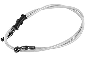 SUUONEE tubo freno linea, 50 cm - 120 cm tubo freno moto intrecciato in acciaio freno frizione tubo flessibile tubo olio colorato(500mm-Argento)