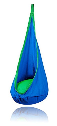 Preisvergleich Produktbild HÄNGEHÖHLE KINDERHÄNGESITZ KINDER HÄNGESESSEL HÄNGEMATTE HÄNGESCHAUKEL *LUNA* (Blau)