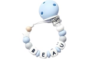 Twinkle Star Baby Blue, Grey & White Personalised Star Dummy Clip