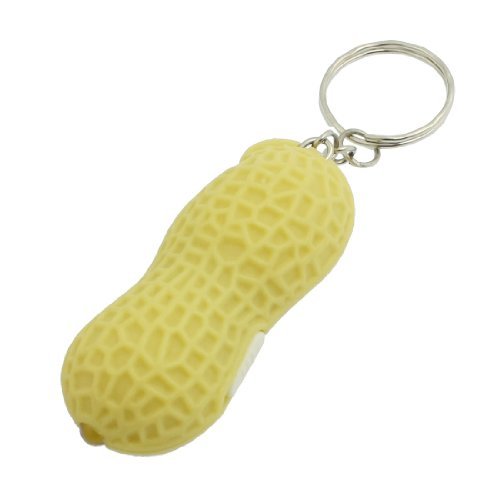 Preisvergleich Produktbild DealMux Gelb Beige Kunststoff Erdnuss geformte weiße LED Taschenlampe als Schlüsselanhänger