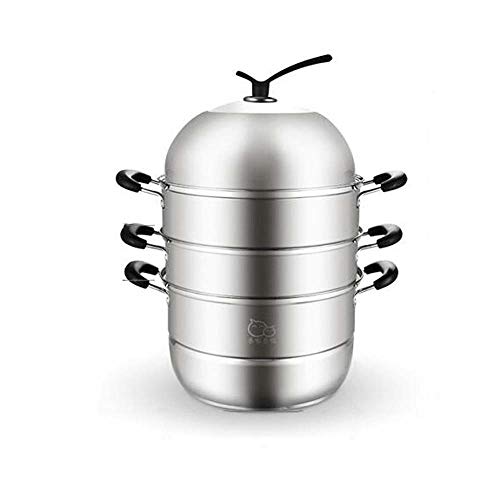 Cuiseur Vapeur Acier Inoxydable Économie d'énergie Épaissir Arc Forme Grande capacité Cuiseur Vapeur avec Couvercle Cuisinière à gaz Cuisinière à induction Cuiseur Vapeur -30cm